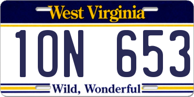 WV license plate 1ON653