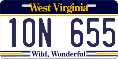 WV license plate 1ON655