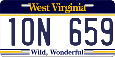 WV license plate 1ON659