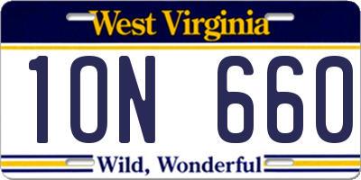WV license plate 1ON660