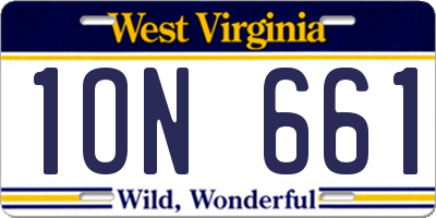 WV license plate 1ON661