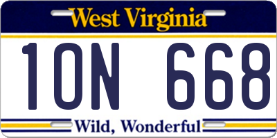 WV license plate 1ON668