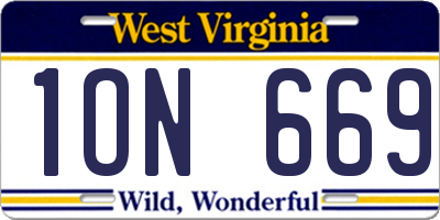 WV license plate 1ON669
