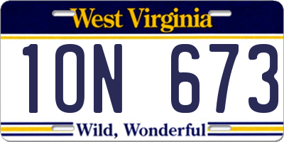WV license plate 1ON673
