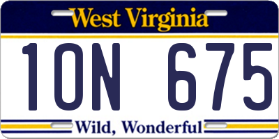 WV license plate 1ON675
