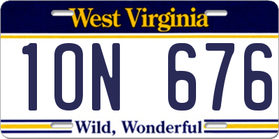 WV license plate 1ON676