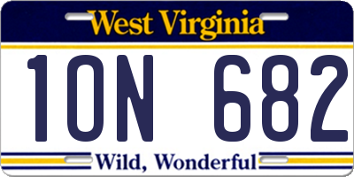 WV license plate 1ON682