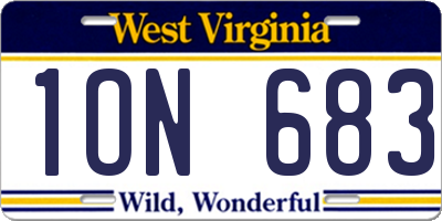 WV license plate 1ON683