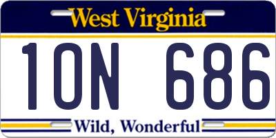 WV license plate 1ON686