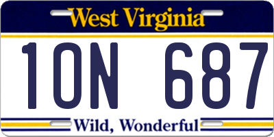 WV license plate 1ON687