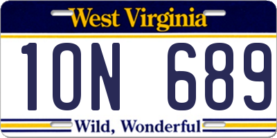 WV license plate 1ON689