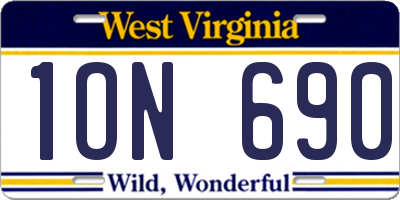 WV license plate 1ON690