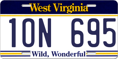 WV license plate 1ON695