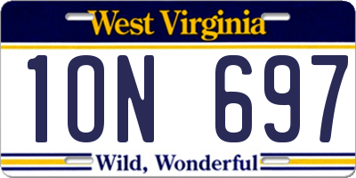 WV license plate 1ON697