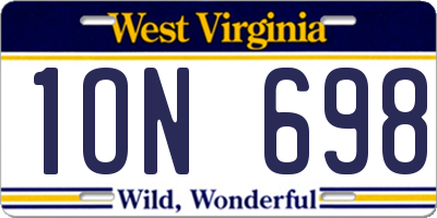 WV license plate 1ON698