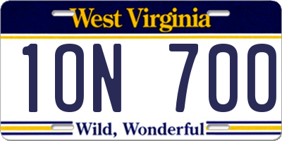 WV license plate 1ON700