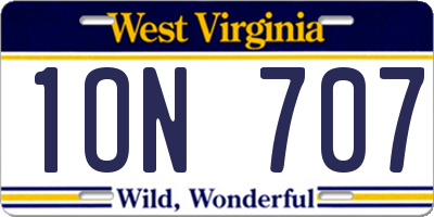 WV license plate 1ON707