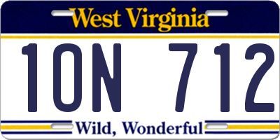 WV license plate 1ON712
