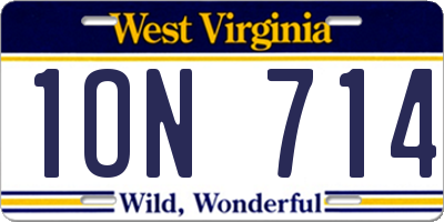 WV license plate 1ON714