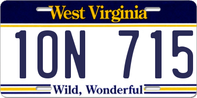 WV license plate 1ON715