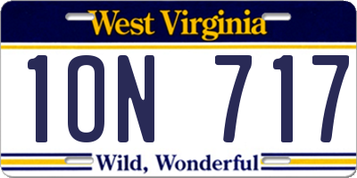 WV license plate 1ON717