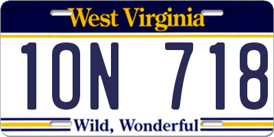 WV license plate 1ON718
