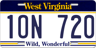 WV license plate 1ON720