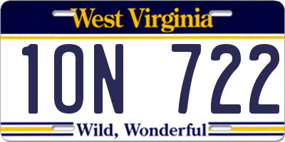 WV license plate 1ON722