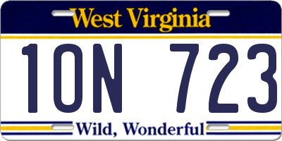 WV license plate 1ON723