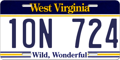 WV license plate 1ON724