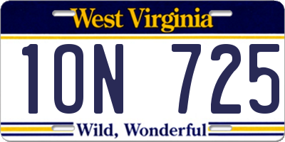 WV license plate 1ON725