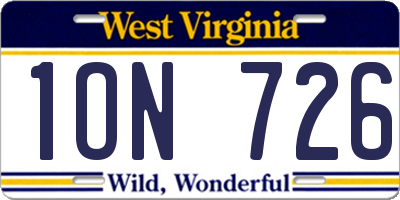 WV license plate 1ON726