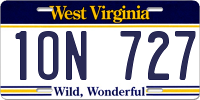 WV license plate 1ON727