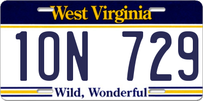 WV license plate 1ON729