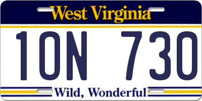WV license plate 1ON730