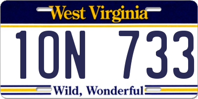 WV license plate 1ON733