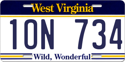 WV license plate 1ON734