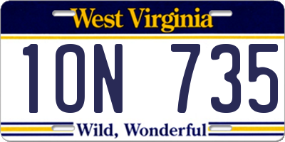 WV license plate 1ON735