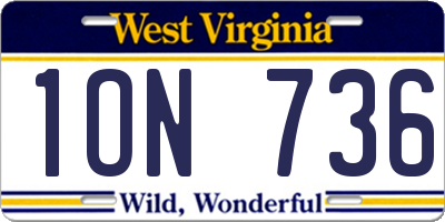WV license plate 1ON736