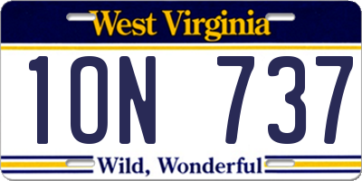 WV license plate 1ON737
