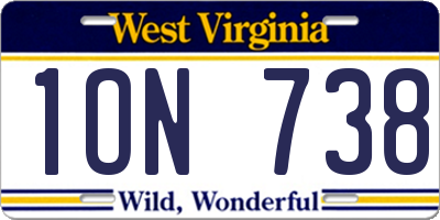 WV license plate 1ON738