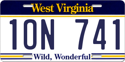 WV license plate 1ON741