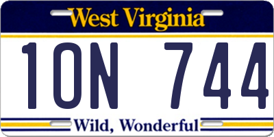 WV license plate 1ON744