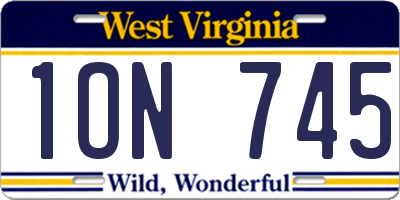 WV license plate 1ON745