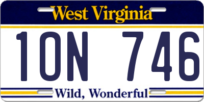 WV license plate 1ON746