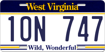 WV license plate 1ON747
