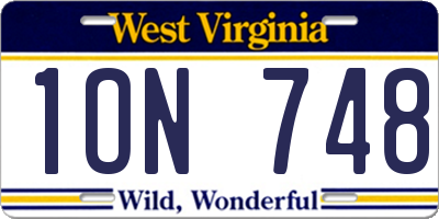 WV license plate 1ON748