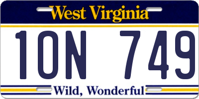 WV license plate 1ON749