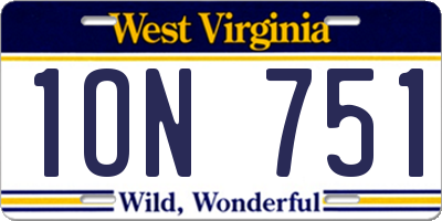 WV license plate 1ON751