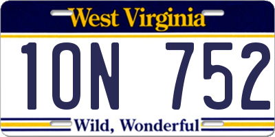 WV license plate 1ON752
